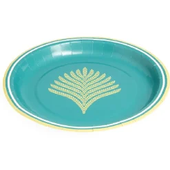 Lot de 10 assiettes en carton bleu bordure dorée Ø23cm-Gifi