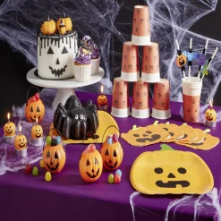 Lot de 8 assiettes en carton Ø23cm design citrouille Halloween-Gifi New