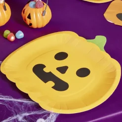 Lot de 8 assiettes en carton Ø23cm design citrouille Halloween-Gifi New
