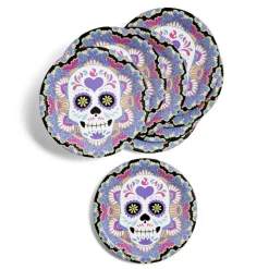 Lot de 8 assiettes en carton Ø23cm design Dia de los Muertos-Gifi Outlet