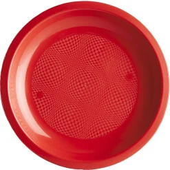 Lot de 6 assiettes en plastique rouge-Gifi Discount