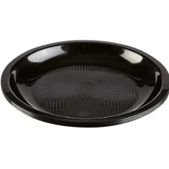 Lot de 6 assiettes en plastique noir-Gifi Outlet