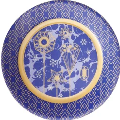 Lot de 10 assiettes jetables en carton bleu motif doré-Gifi Sale