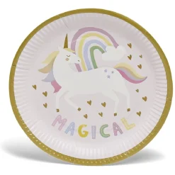 Lot de 8 assiettes motif licorne carton Ø23cm-Gifi Clearance