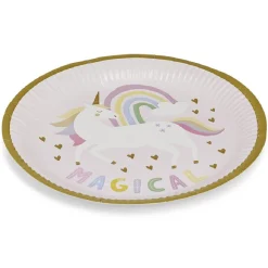 Lot de 8 assiettes motif licorne carton Ø23cm-Gifi Clearance