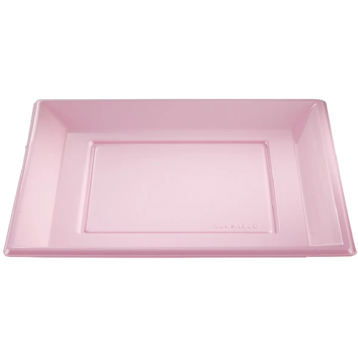 Lot de 6 assiettes plates carrées en plastique réutilisable rose-Gifi Discount