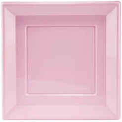 Lot de 6 assiettes plates carrées en plastique réutilisable rose-Gifi Discount