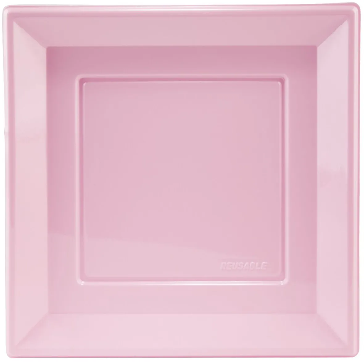 Lot de 6 assiettes plates carrées en plastique réutilisable rose-Gifi Discount