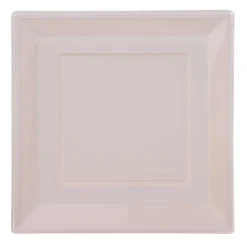 Lot de 6 assiettes plates carrées en plastique réutilisable rose pâle-Gifi Outlet