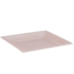 Lot de 6 assiettes plates carrées en plastique réutilisable rose pâle-Gifi Outlet