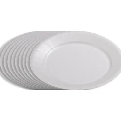 Lot de 50 assiettes plates rondes blanches effet enduit en carton-Gifi