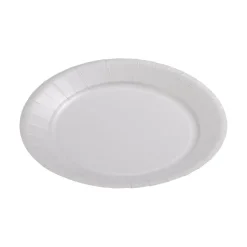 Lot de 50 assiettes plates rondes blanches effet enduit en carton-Gifi