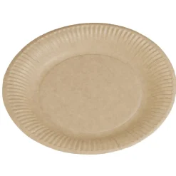 Lot de 50 assiettes plates rondes en carton kraft marron-Gifi Online