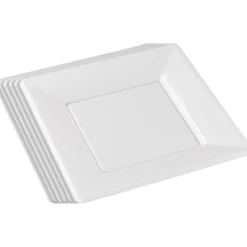 Lot de 6 assiettes plates carrées blanches en plastique réutilisable-Gifi Sale