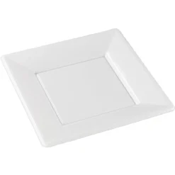 Lot de 6 assiettes plates carrées blanches en plastique réutilisable-Gifi Sale