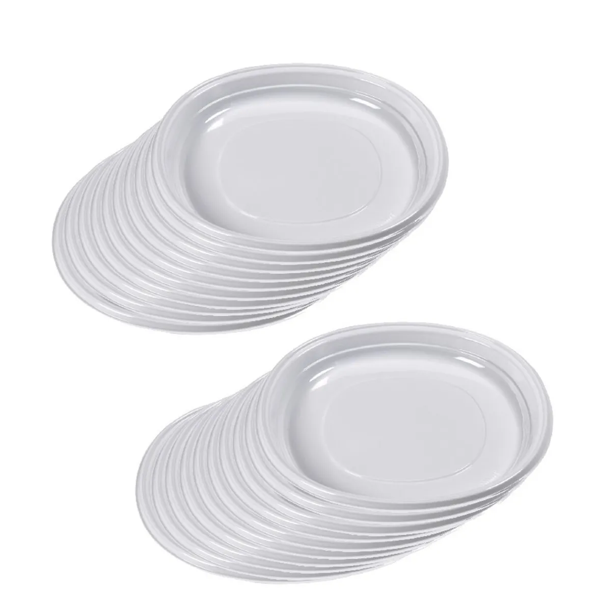 Lot de 20 assiettes plates rondes en plastique réutilisable blanc-Gifi Hot
