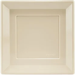 Lot de 6 assiettes plates carrées en plastique réutilisable blanc lin-Gifi Outlet