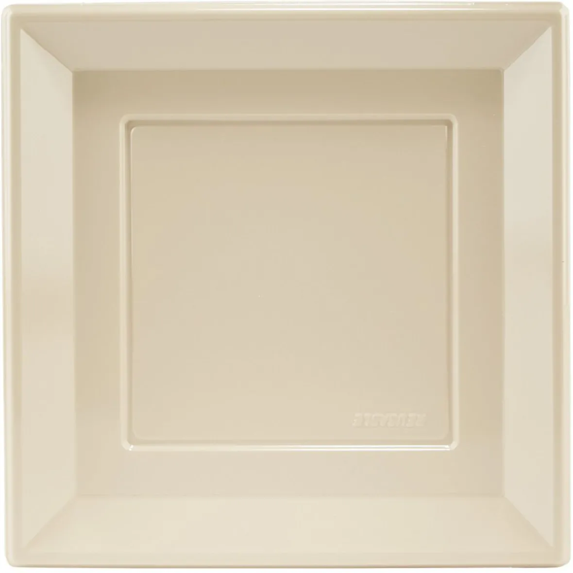 Lot de 6 assiettes plates carrées en plastique réutilisable blanc lin-Gifi Outlet