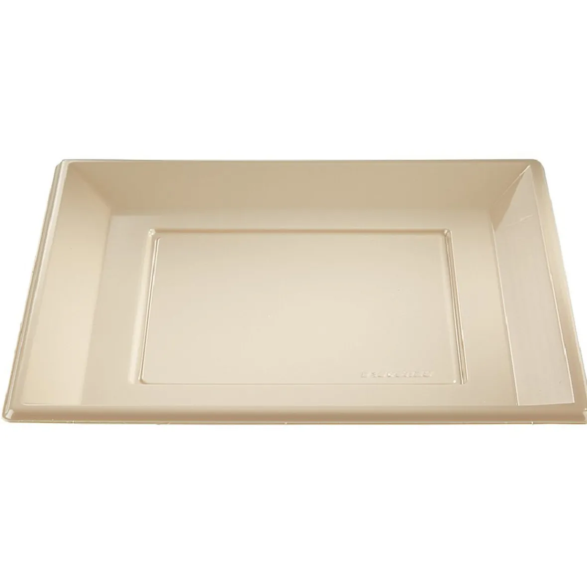Lot de 6 assiettes plates carrées en plastique réutilisable blanc lin-Gifi Outlet