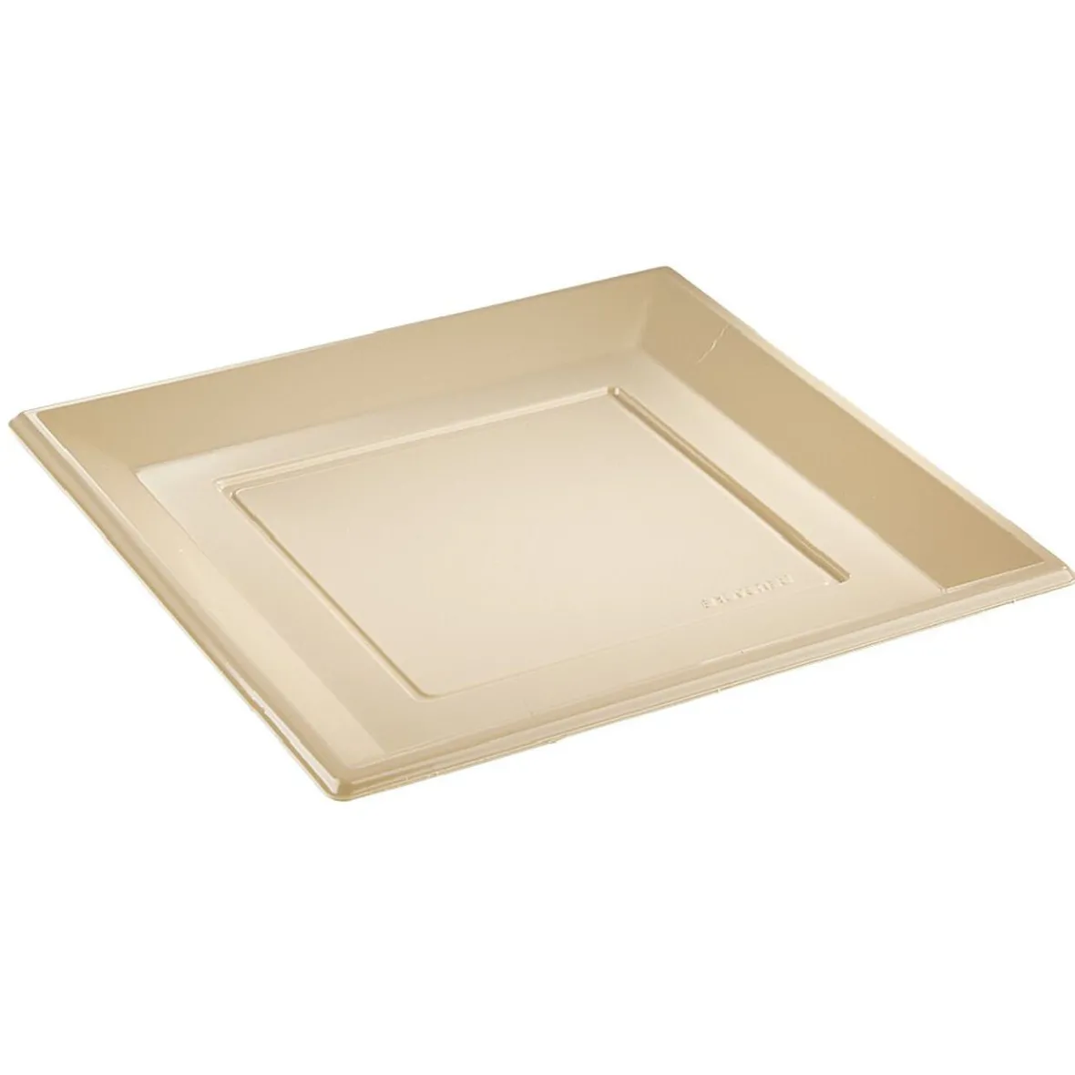 Lot de 6 assiettes plates carrées en plastique réutilisable blanc lin-Gifi Outlet