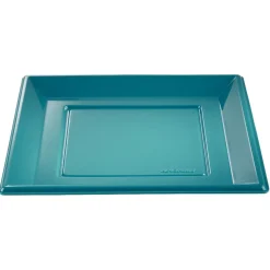 Lot de 6 assiettes plates carrées en plastique réutilisable bleu canard-Gifi Outlet