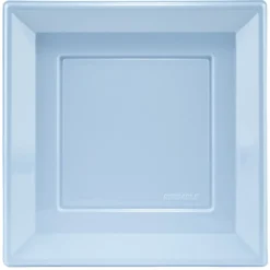 Lot de 6 assiettes plates carrées en plastique réutilisable bleu clair-Gifi Hot