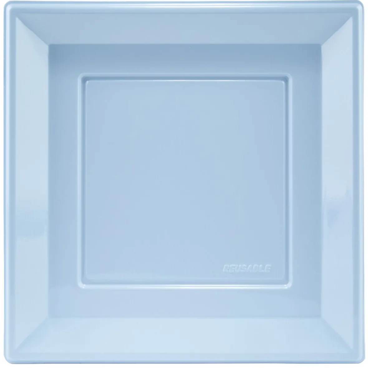 Lot de 6 assiettes plates carrées en plastique réutilisable bleu clair-Gifi Hot