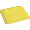 Lot de 6 assiettes plates carrées jaunes en plastique réutilisable-Gifi Sale