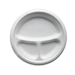 Lot de 12 assiettes plates compartimentées rondes en canne à sucre-Gifi Outlet