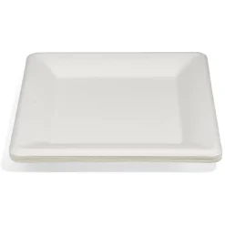 Lot de 12 assiettes plates carrées en canne à sucre-Gifi Outlet