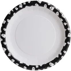 Lot de 10 assiettes rondes en carton Halloween motif fantôme-Gifi Outlet