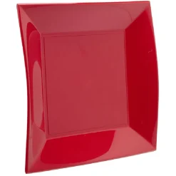 Lot de 10 assiettes réutilisables carrées rouges-Gifi Clearance