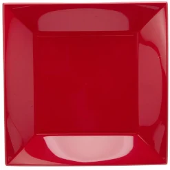 Lot de 10 assiettes réutilisables carrées rouges-Gifi Clearance