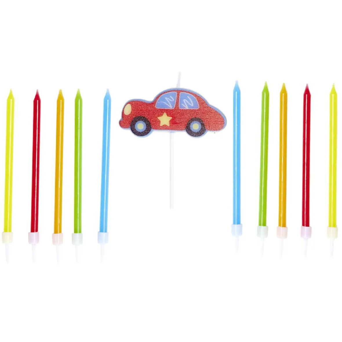Lot de 10 bougies anniversaire voiture avec support-Gifi Clearance