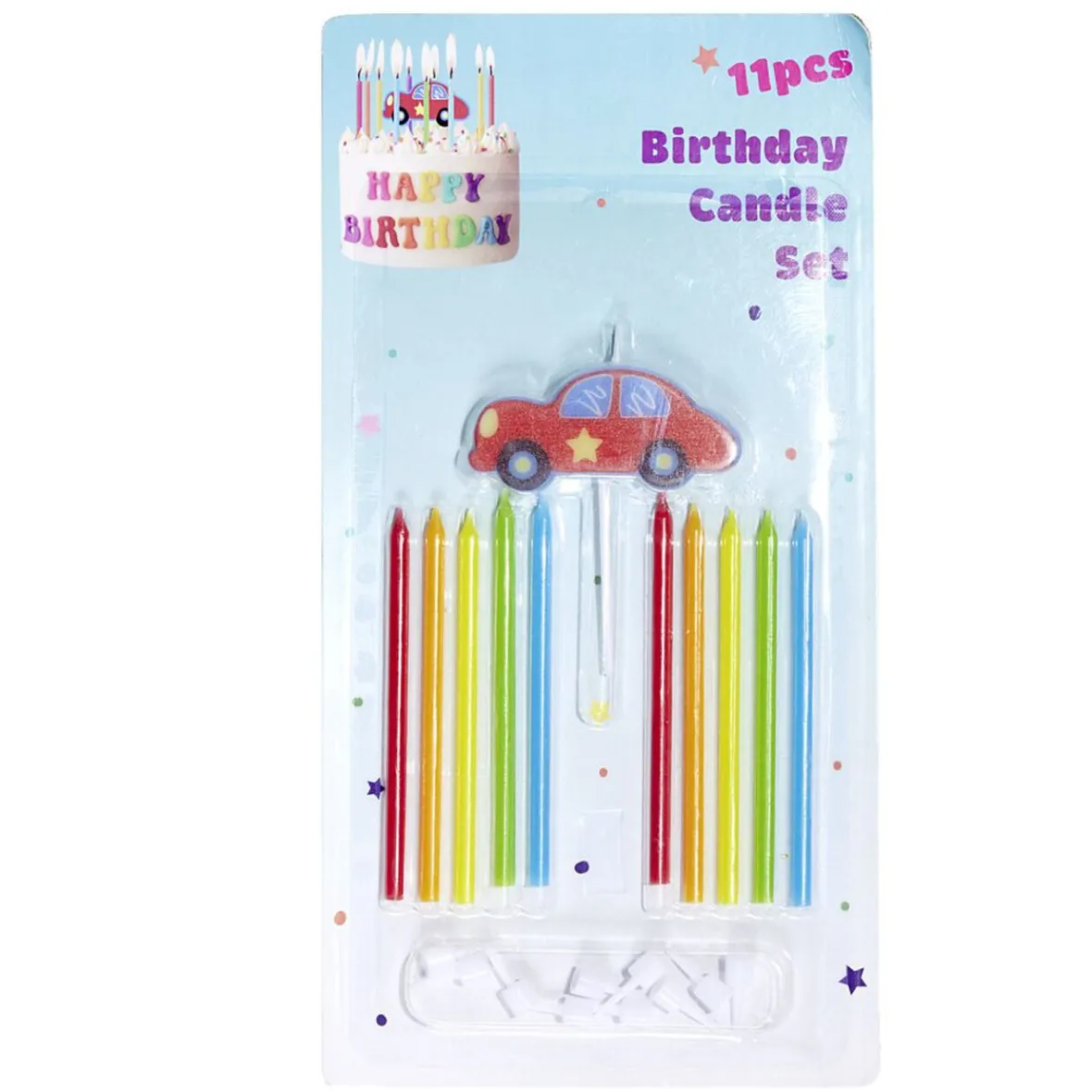 Lot de 10 bougies anniversaire voiture avec support-Gifi Clearance
