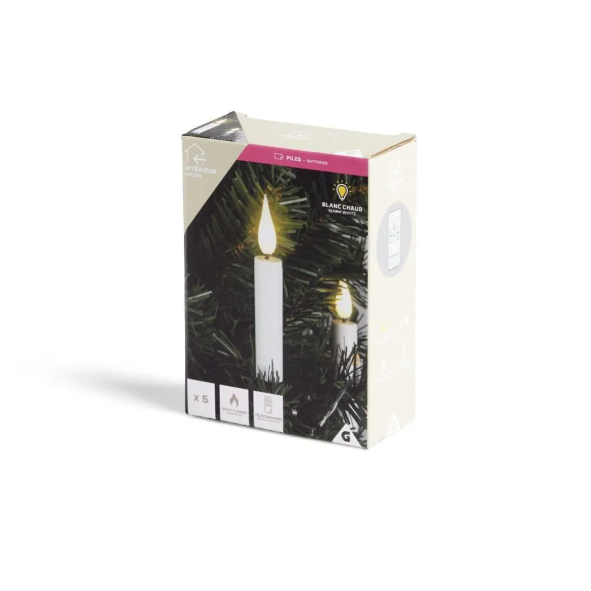 Lot de 5 bougies LED blanches flamme blanc chaud avec télécommande-Gifi Hot