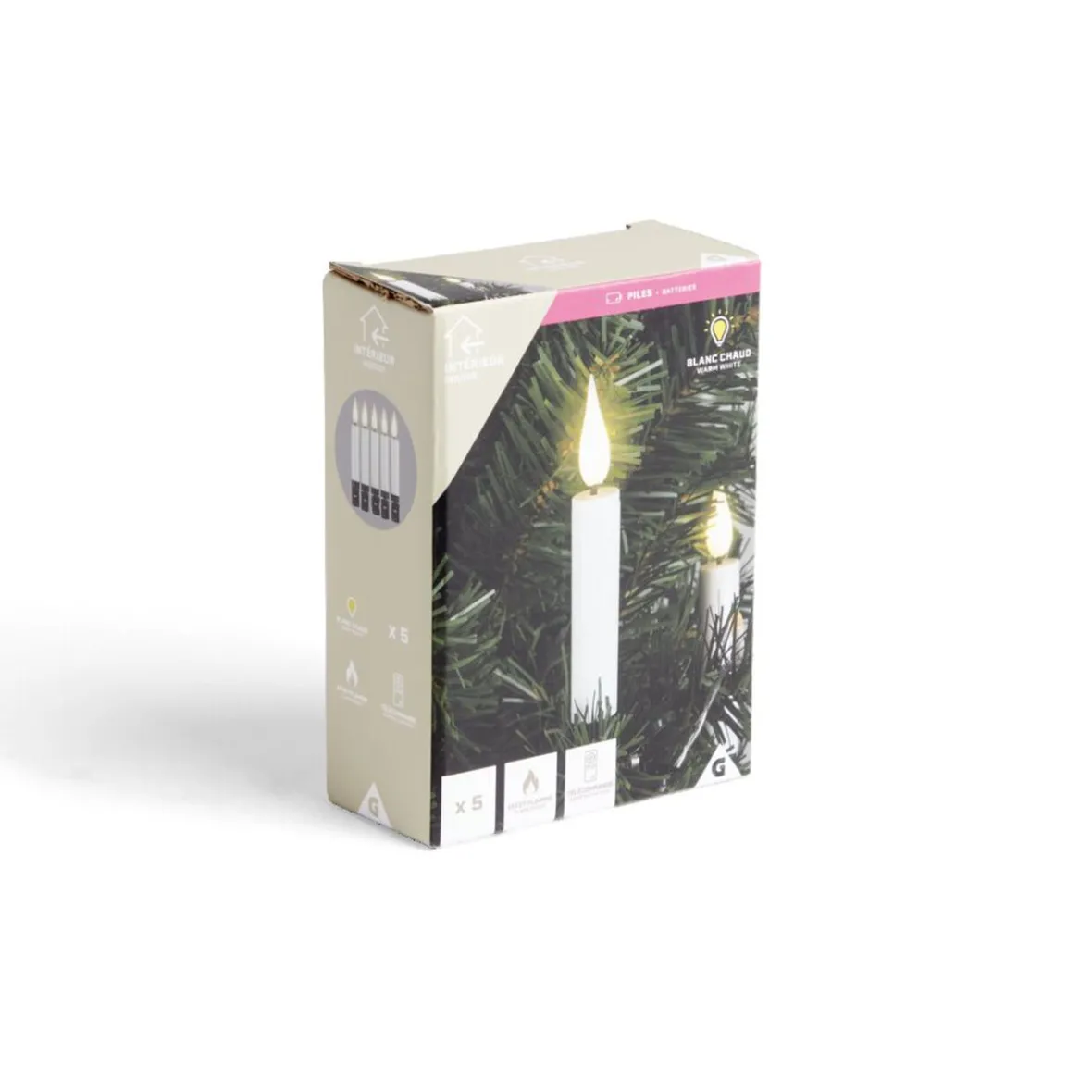 Lot de 5 bougies LED blanches flamme blanc chaud avec télécommande-Gifi Hot