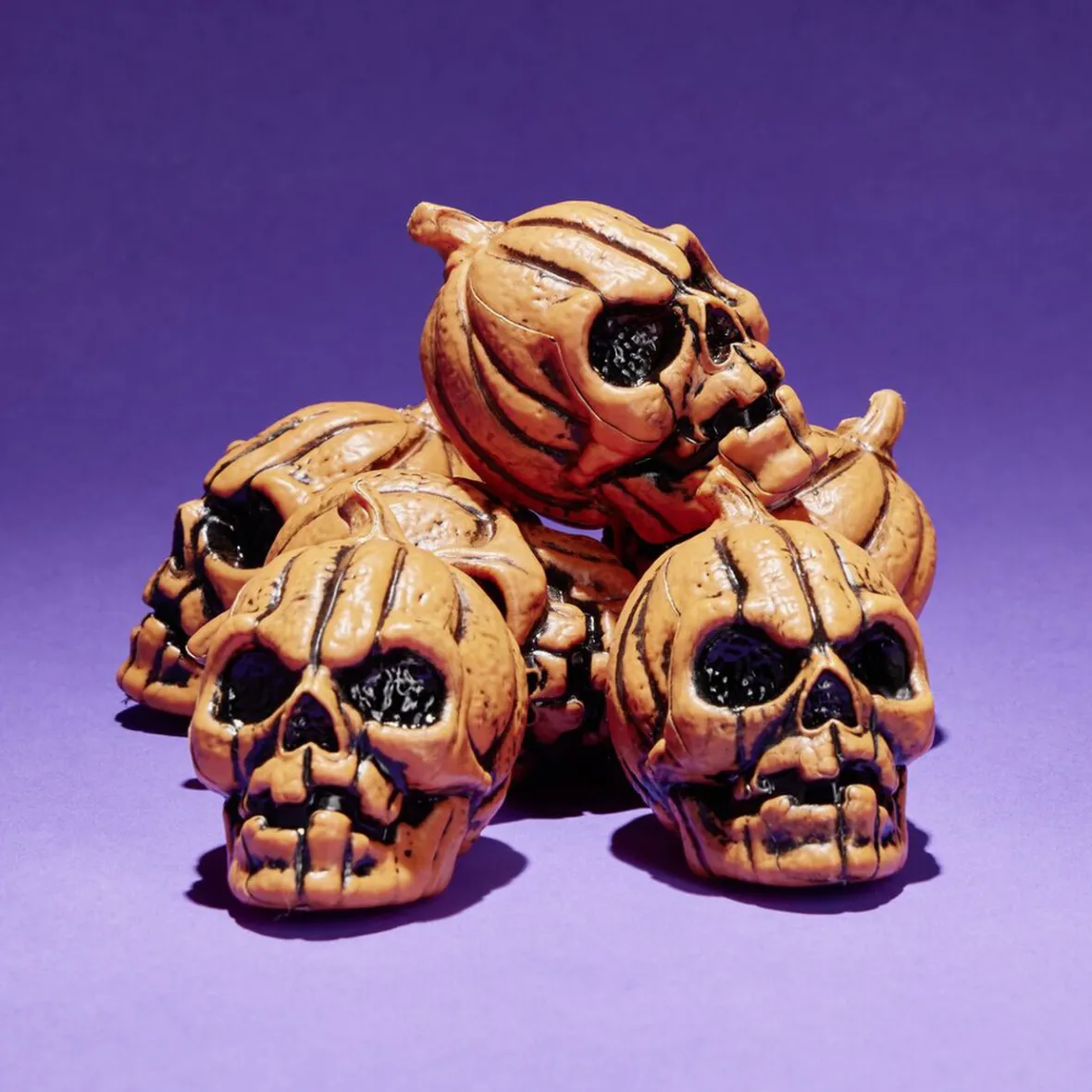 Lot de 6 citrouilles têtes de mort décoration Halloween à poser-Gifi Sale