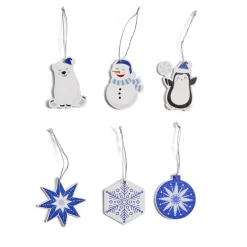 Lot de 6 décorations de Noël en bois à suspendre thème boréal H6cm-Gifi Online