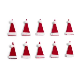 Lot de 10 décorations de table forme bonnet de Père Noël H6cm-Gifi Online
