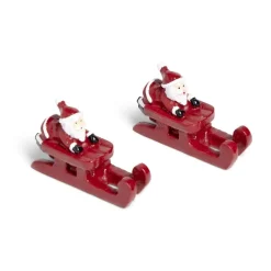 Lot de 2 décorations de table Père Noël sur traineau rouge-Gifi New