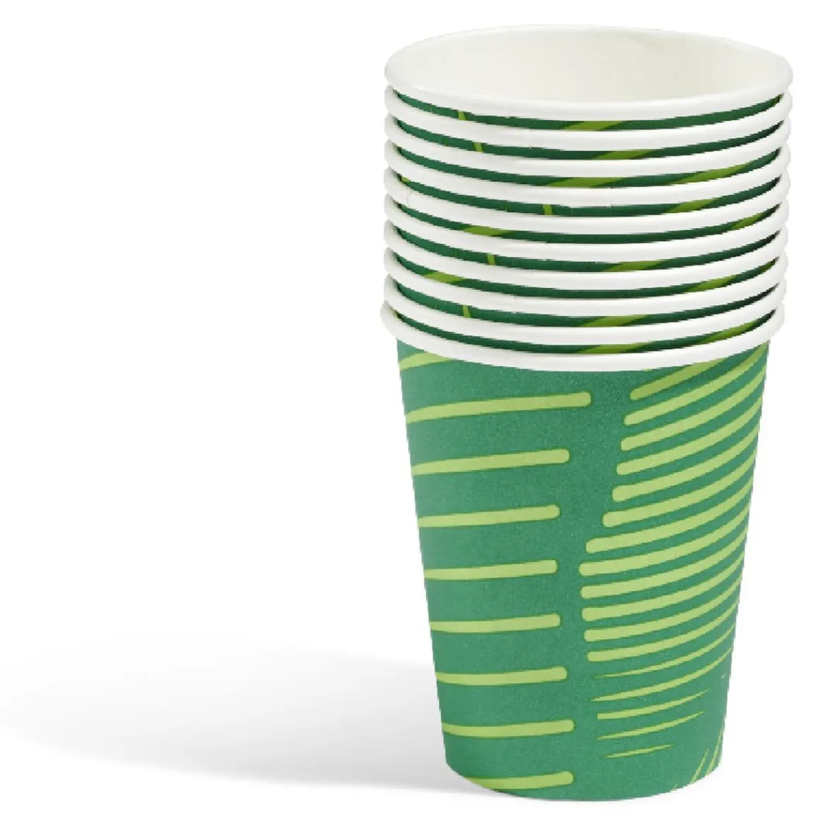 Lot de 10 gobelets en carton imprimé feuille vert-Gifi Discount