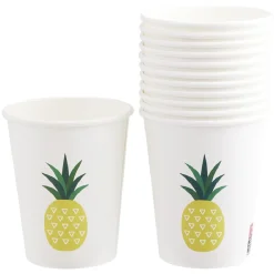 Lot de 10 gobelets en carton motif ananas 24 cl-Gifi Outlet