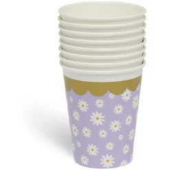 Lot de 8 gobelets motif pâquerette carton 24cl - 4 coloris-Gifi Discount