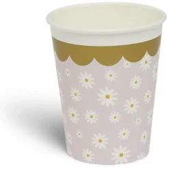 Lot de 8 gobelets motif pâquerette carton 24cl - 4 coloris-Gifi Discount