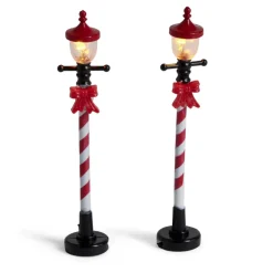 Lot de 2 lampadaires sucre d'orge LED à piles H10cm-Gifi Hot