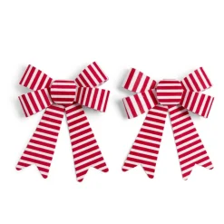 Lot de 2 noeuds rayés rouges et blancs Candyland 12x15cm-Gifi Best