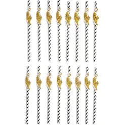 Lot de 16 pailles décorées papier L25cm-Gifi New