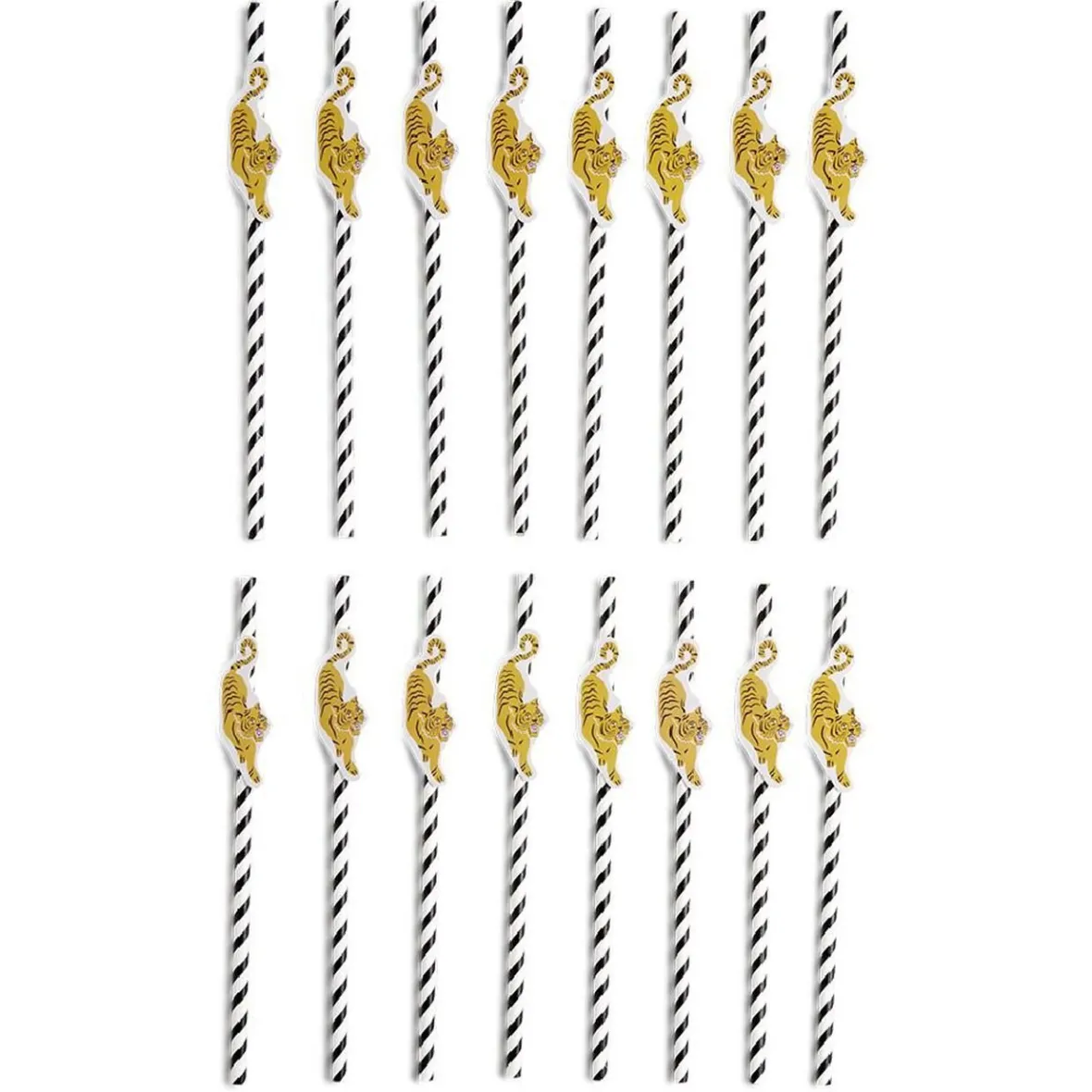 Lot de 16 pailles décorées papier L25cm-Gifi New