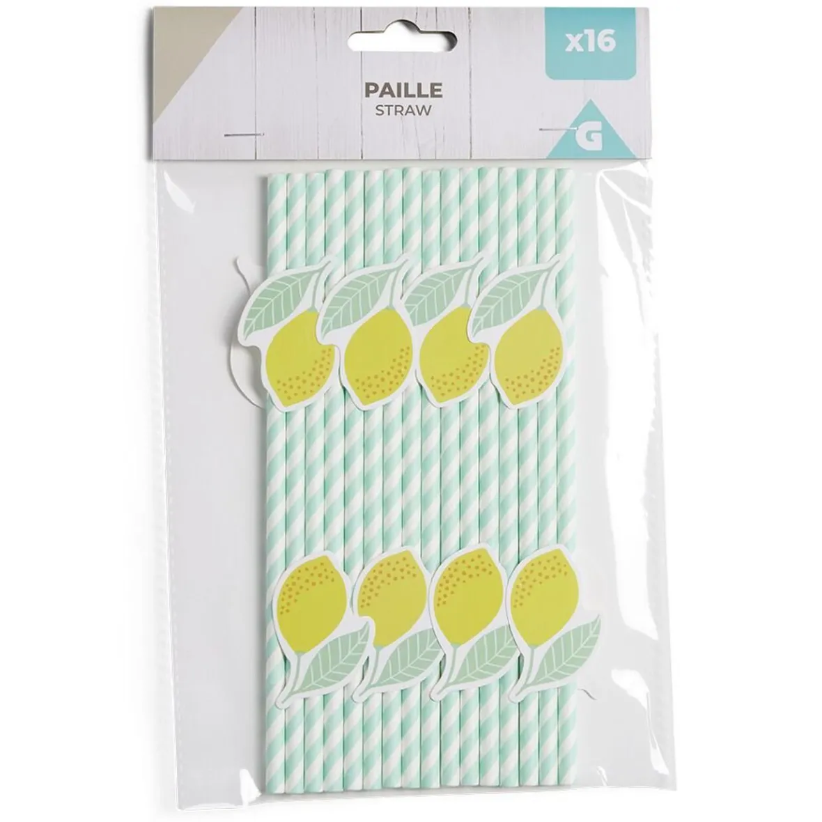 Lot de 16 pailles décorées papier L25cm-Gifi New